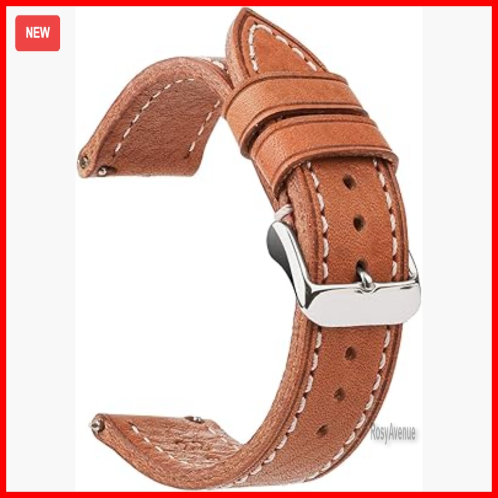 Soft Vegetable Tanned Leather Watch Bands, Quick Release Strap, 18-24mm
